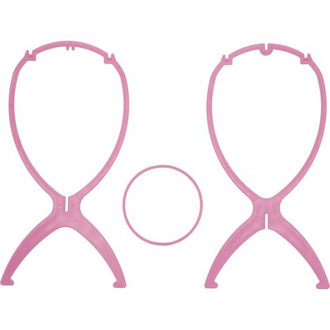 Présentoir pliant professionnel pour perruques, support de voyage réglable, porte-perruque rouge rose pour salon de coiffure à domicile (1/5)