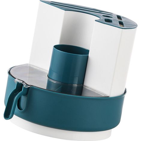 Porte-couteaux de cuisine rotatif à 360 degrés, porte-couteaux multifonctionnel en plastique avec compartiment de rangement pour couteaux, fourchettes et baguettes. (1/5)