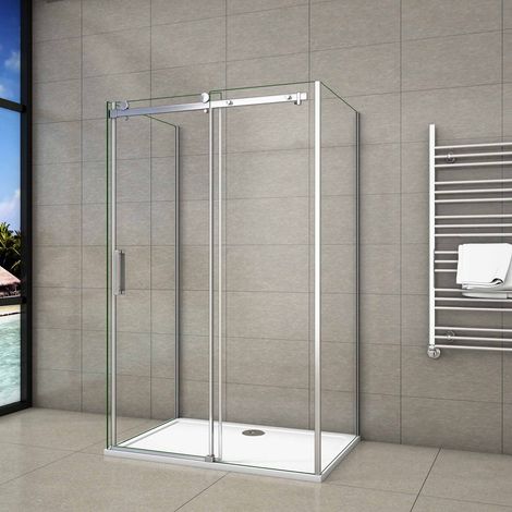 195 cm Box Doccia a Tre Lati Porta Scorrevole con Doppia Parete Laterale 115x70x70 cm Vetro 8 mm Temperato Trasparente Anticalcare Telaio Cromato Lucido (1/5)