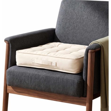 HOMESCAPES Cream Cotton Armchair Booster Cushion