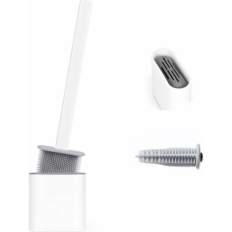 Brosse de toilette, brosse de toilette en silicone, balai suspendu, brosse de toilette longue avec support hygiénique, base filtrante et séchage rapide-AquaForge (1/5)
