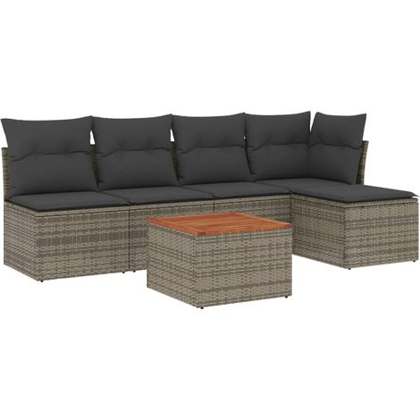 Maison Exclusive - 6-tlg. Garten-Sofagarnitur mit Kissen Grau Pol