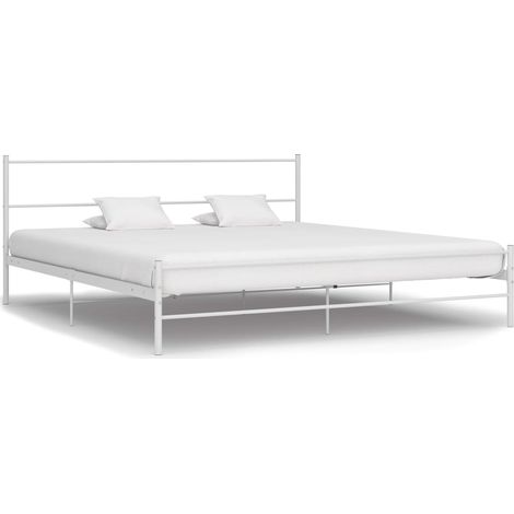 Cadre De Lit Moderne: Queen Size - Lit Double - Blanc Métal 160 x 200 cm Chic-174845 (1/5)