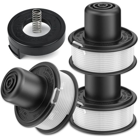 Lot de 3 bobines Fil pour débroussailleuse avec 1 Couvercle Bobine débroussailleuse, Compatible Les modèles Black + Decker GL250/GL310/GL360/GL360SB - A6226-XJ (1/5)