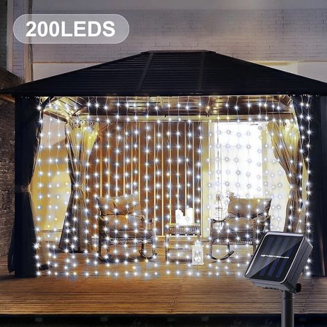Guirlande lumineuse solaire (200 LED blanches) - 1 guirlande lumineuse d'extérieur féérique à énergie solaire - Compatible avec la décoration de la maison, du jardin et de la terrasse (1/5)