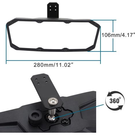GOOFIT rearview mirror compatible with UTV-59, universal yacht/boat mirror/UTV/vehicle rearview mirror. (1/4)