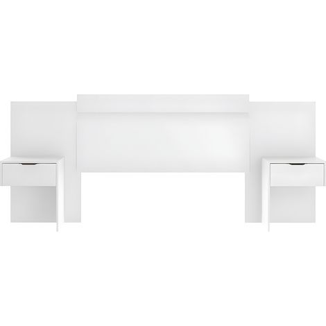 Testata letto allungabile con comodini - 140/160 cm - Bianco - PARATI