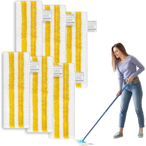 Paños de repuesto de microfibra (6 piezas) para Kärcher Easyfix SC1, SC2, SC3, SC4, SC5, mopa para Kärcher, accesorios de repuesto, paño de vapor para todo tipo de suelos, amarillo