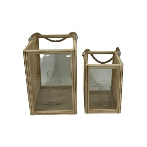 TrendLine Deko Laterne Holz 30 x 20,8 x 20,8 cm natur Dekofigur (1/2)