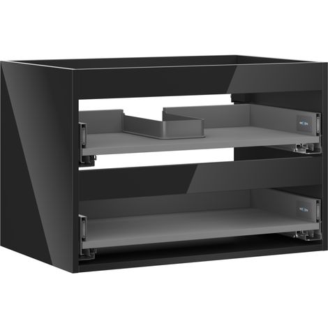Mexen Box-A corps d'armoire sous-vasque 70 cm, 2 tiroirs, noir brillant - 91AX0-0700-470-2-70 (1/5)