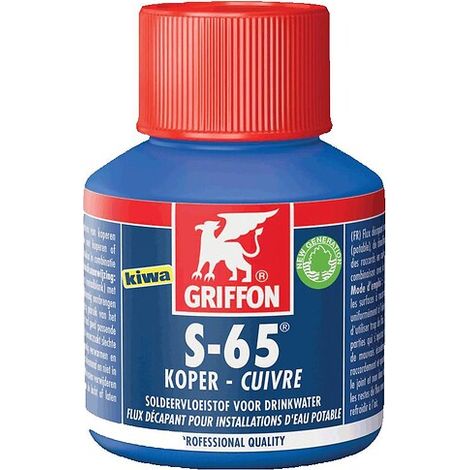 Griffon – Flux décapant sans acide S-65® pour soudage tendre – Certificat KIWA – 80 ml – Anticorrosion et soluble à l'eau