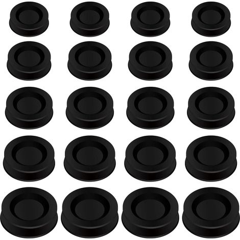 20 bouchons de tirelire en plastique noir, 5 tailles, bouchons de tirelire ronds noirs (noir) (1/5)