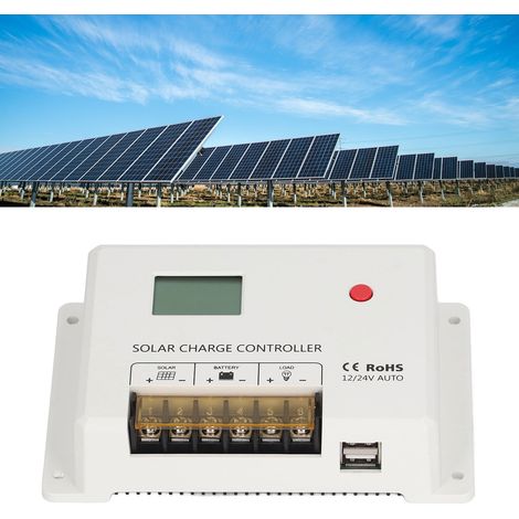 Contrôleur de système solaire 12V/24V 40A, contrôleur de charge solaire PWM (1/5)