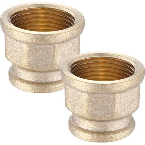 Lot de 2 manchons de réduction - Filetage intérieur 1" x 1/2" - Filetage intérieur 1" x IG 1/2" - Réducteur en laiton - Raccords sanitaires pour tuyau d'eau, eau potable, réservoir, raccords (1/5)