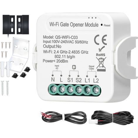 Ouvre-porte de garage intelligent Tuya WiFi avec application mobile et commande vocale compatible Google Home.
