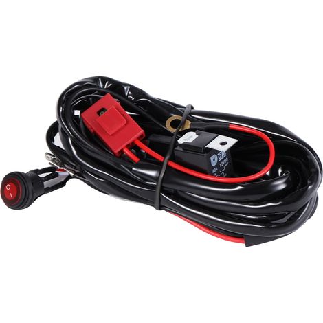 2M Kit de faisceau de câbles pour barre lumineuse LED-2 fils 16 AWG 12V 40A, interrupteur marche arrêt, relais d'alimentation, fusible à lame pour feux tout terrain, lampe de travail LED (1/5)