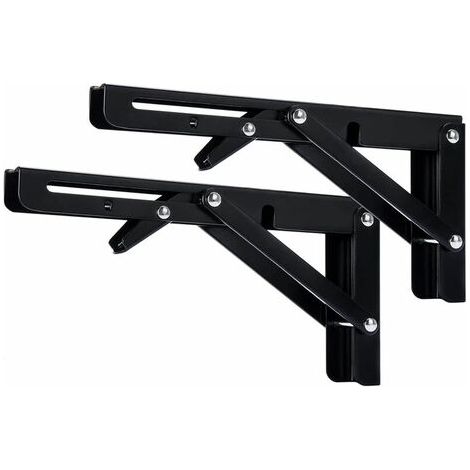 Support d'étagère pliable 300 mm, support mural pliable robuste, support pliable noir pour tablette