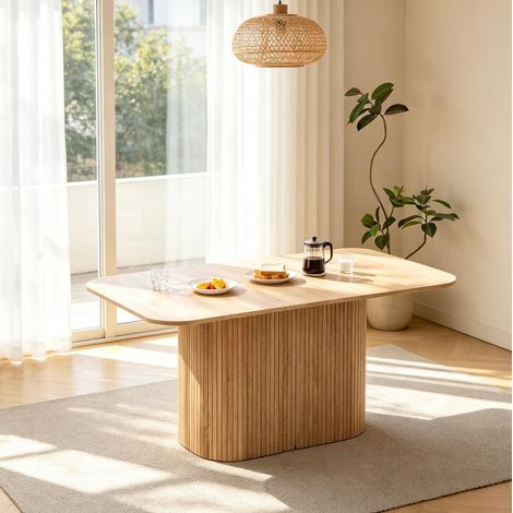 Tavolo da pranzo 160x90x75,5 cm in legno naturale salvaspazio FloraGrace (1/5)