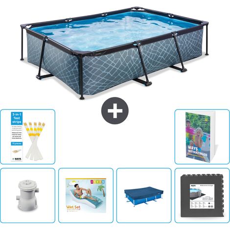 Exit Pool Rechteckig - Steinoptik - 300x200x65 cm - 7-teilig S185