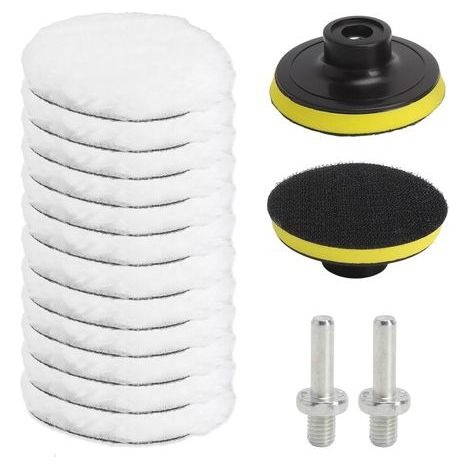 Jeu de 16 Accessoires de Polissage 80mm Comprenant des Disques de Polissage des Tampons de Polissage pour Perceuse et un Adaptateur de Perceuse M10 pour le Polissage le Meulage et le Cirage (1/5)