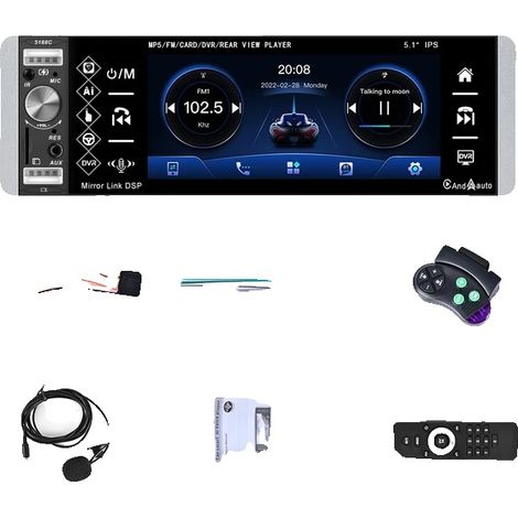 Radio de voiture, écran de 51 pouces, connectivité Bluetooth (1/2)