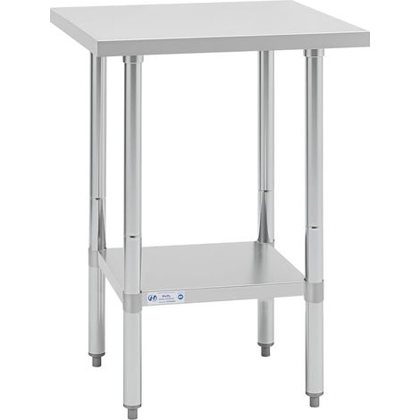 Table en acier inoxydable pour préparation et travail 61 x 61 cm, table robuste avec sous-étagère et pieds galvanisés pour restaurant, maison et hôtel (1/5)