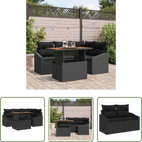 Gartenbank - Garten Essgruppe mit Kissen 5 pcs Schwarz und Braun (1/5)