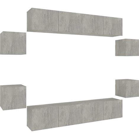 Maison Exclusive - Set Mobili Porta TV 8pz Grigio Cemento in Legno Multistrato (1/5)