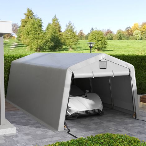 Tente garage carport dim. 6,2L x 3,3l x 2,4H m acier galvanisé robuste PE haute densité 150 g/m² imperméable anti-UV