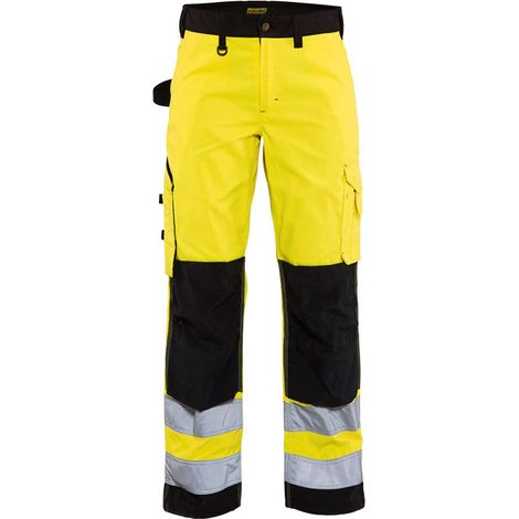 Pantaloni da lavoro alta visibilità donna 7155 - Giallo fluorescente/Nero L - FR(44) - SE(C42) - Norme (1/5)