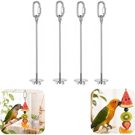 Mangeoires en inox pour oiseaux lot de 4 - distributeurs suspendables pour fruits et perroquets, 23 cm (1/5)