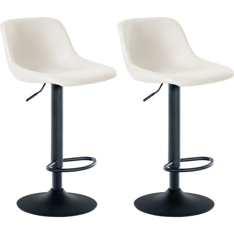 Set di 2 sgabelli da bar girevoli a 360° in PVC color crema con gambe a tromba in metallo nero 100006691