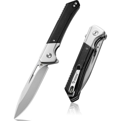 Klappmesser mit D2 Stahlklinge und G10 Griff, Einhandmesser mit Gürtelclip