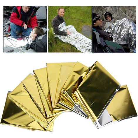 5 Couvertures de Survie Émergence Dorées - Imperméables, Réfléchissantes pour Randonnée, Camping, Premiers Secours, Urgence