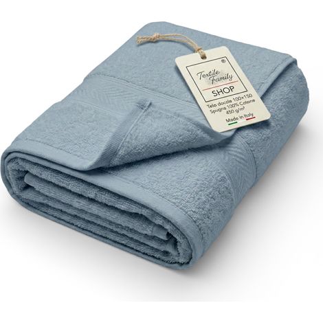 Telo Doccia Acciaio 100x150 in Spugna 100% Cotone 450 g/m² Made in Italy