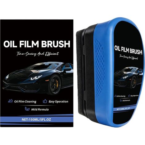 Nettoyant de film - 150 ml - Soin des vitres de voiture Nettoyant de film pour pare-brise Brosse de nettoyage à main avec revêtement pour une visibilité claire, hommes (1/5)