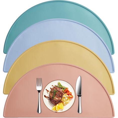 Set mit 4 rutschfesten Platzsets für Kinder – Hitzebeständig – Aus Silikon – Für Kinder – Für Küche und Esszimmer (1/5)
