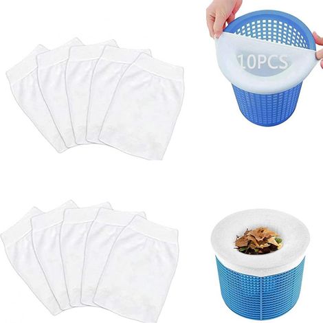 Skimmer Sock - Nylon Mesh Pool Skimmer Filter Bag - For Inground Above Ground Swimming Pools - 10 Pieces (1/5)