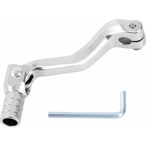 Palanca de cambio de marchas plegable de aluminio para motocicleta, compatible con motocross, ATV, pit bike y motocross de 4 tiempos (50 cc, 70 cc, 90 cc), 119 x 52 mm, color plata. (1/5)
