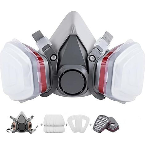 Masque Protection Réutilisable Avec Filtre Anti Poussière,Masque a Gaz Respiratoire avec Filtre pour Pulvérisation,Peinture,Travaux, Produits Chimiques,Bricolage,Ponçage