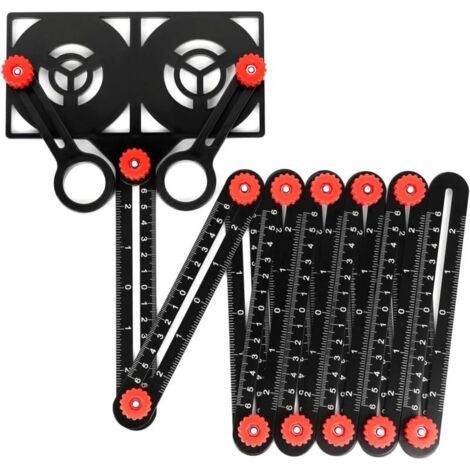 Règle de mesure multi-angles avec trou de positionnement, règle pliable à 12 côtés, pour les projets de menuiserie et d'ingénierie (1/4)