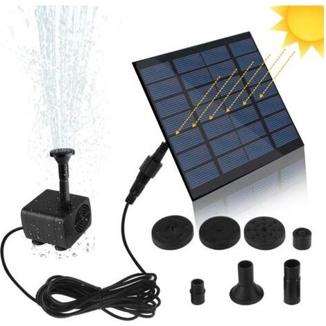 Pompe solaire 1,2 W pour fontaine – Panneau monocristallin – Hauteur de pulvérisation 30-50 cm – Écologique pour bassin et jardin (1/5)