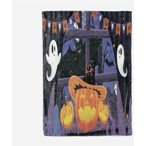 Couverture d'Halloween 150 cm x 200 cm, idéale pour les lits de fête - Lot de 3 (1/4)