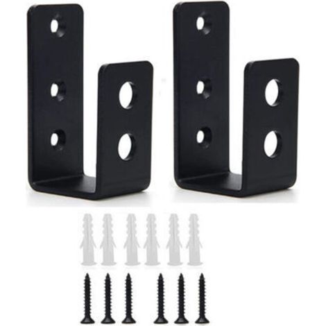Support en U ouvert, noir, 2 pièces, 3,54 pouces de long, support de barrière de sécurité de porte, support métallique robuste. (1/5)