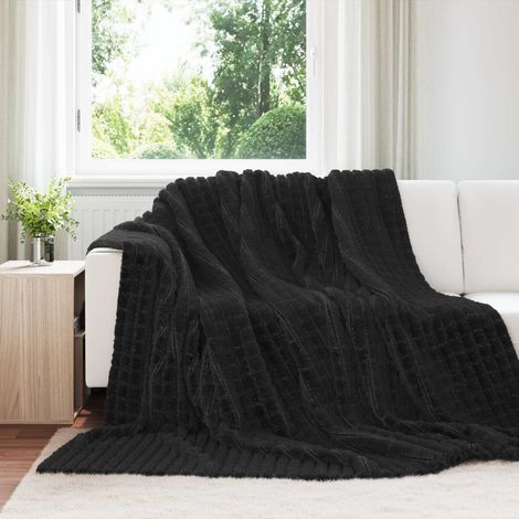Überwurfdecke Schwarz 240 x 220 cm Fleece
