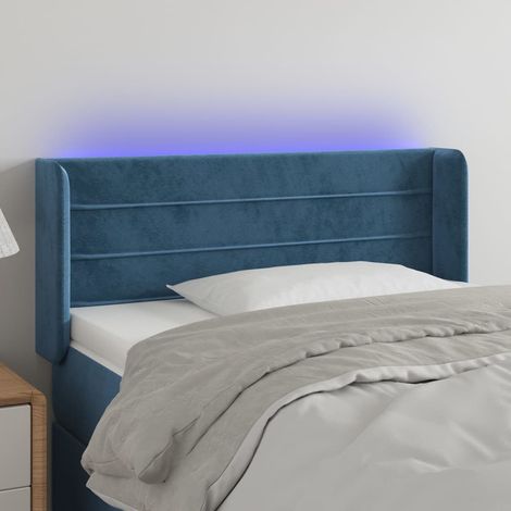 Tête de lit à LED - Design industriel - Pour Lit adulte - Bleu foncé 93x16x78/88 cm Velours Chic-798639 (1/5)