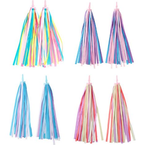 Pièces/4 Paires - Cordons de Direction - 27 cm - Streamers de Direction - Streamers Guidon Vélo - Poignées avec glands pour vélos et scooters - Décoration Vélo - Décoration Guidon Vélo - Polyester et (1/5)
