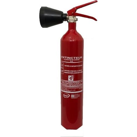 Extincteur CO2 2 kg – Classe B (34B) – Protection équipements électriques – Vanne laiton nickelé – Décharge 6,6 s – Utilisation -30 à +60°C – Anaf