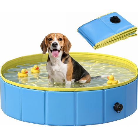 PawHut Dog Pool Dog Bath Tub Dog Paddling Pool, Blue, 100 x 30 cm
