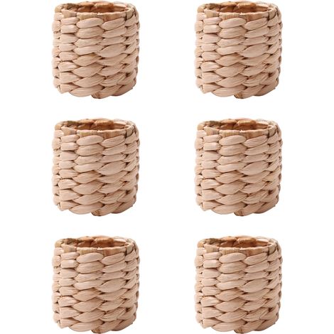 Anneau de serviette – Ensemble de 6, Artisanat en paille naturelle, Décoration de table rustique et élégante pour occasions festives (Noël, mariages, fêtes) (1/5)